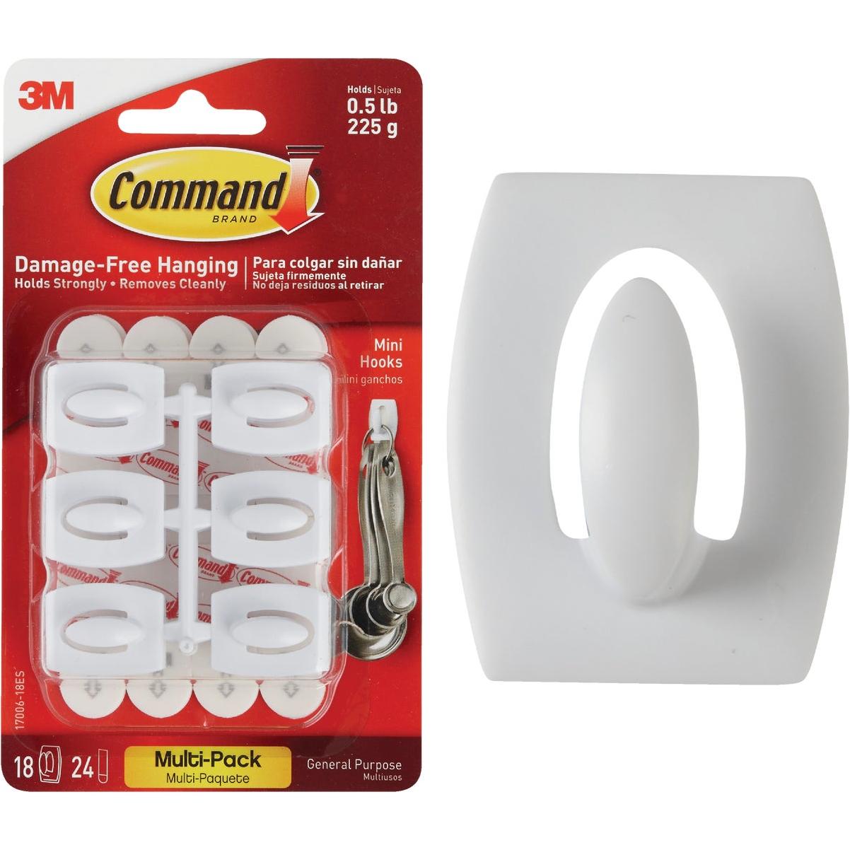 Command Mini Hooks Value Pack, White, 18 Hooks, 24 Strips