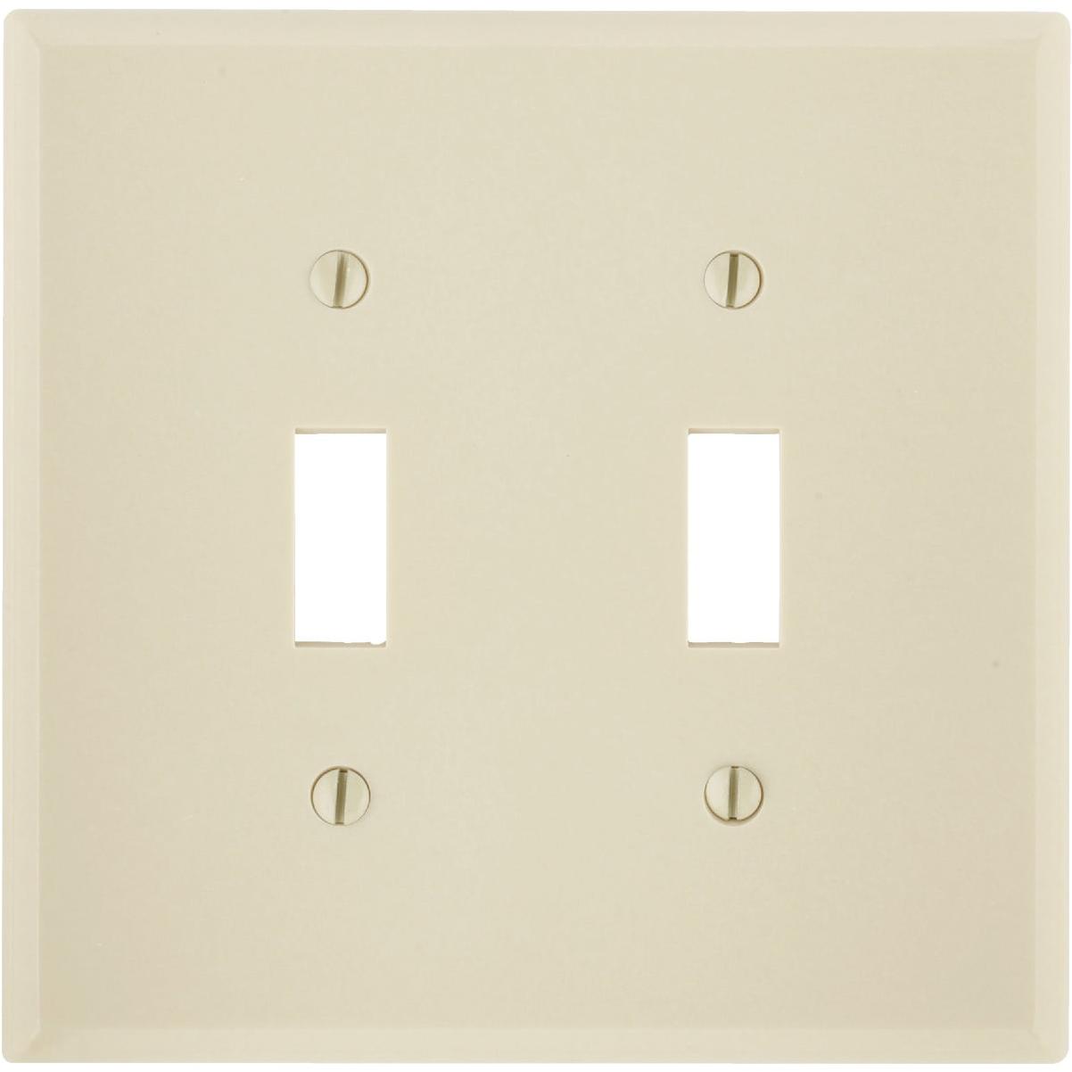 Leviton 2-Gang Plastic Toggle Switch Wall Plate, Ivory