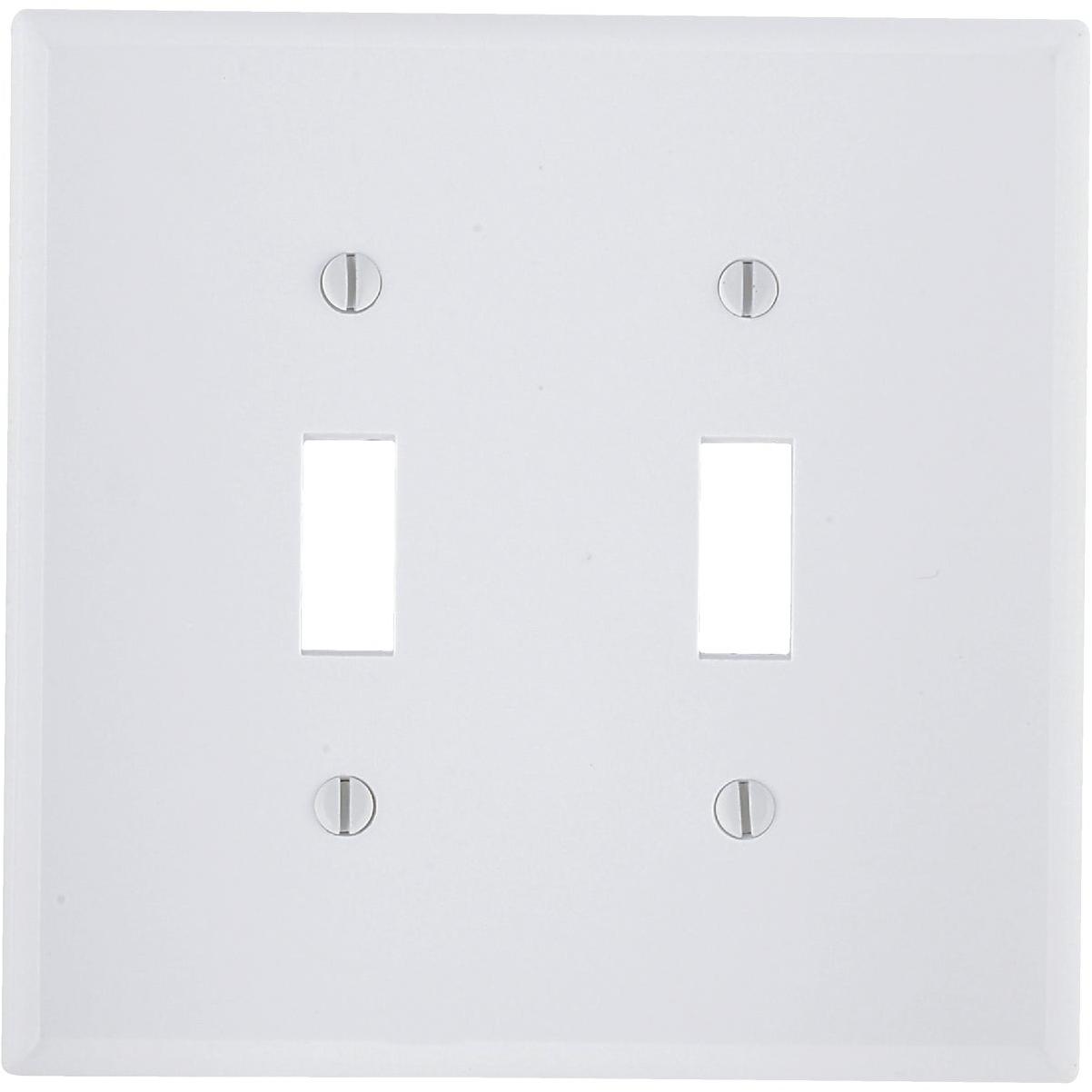 Leviton 2-Gang Plastic Toggle Switch Wall Plate, White