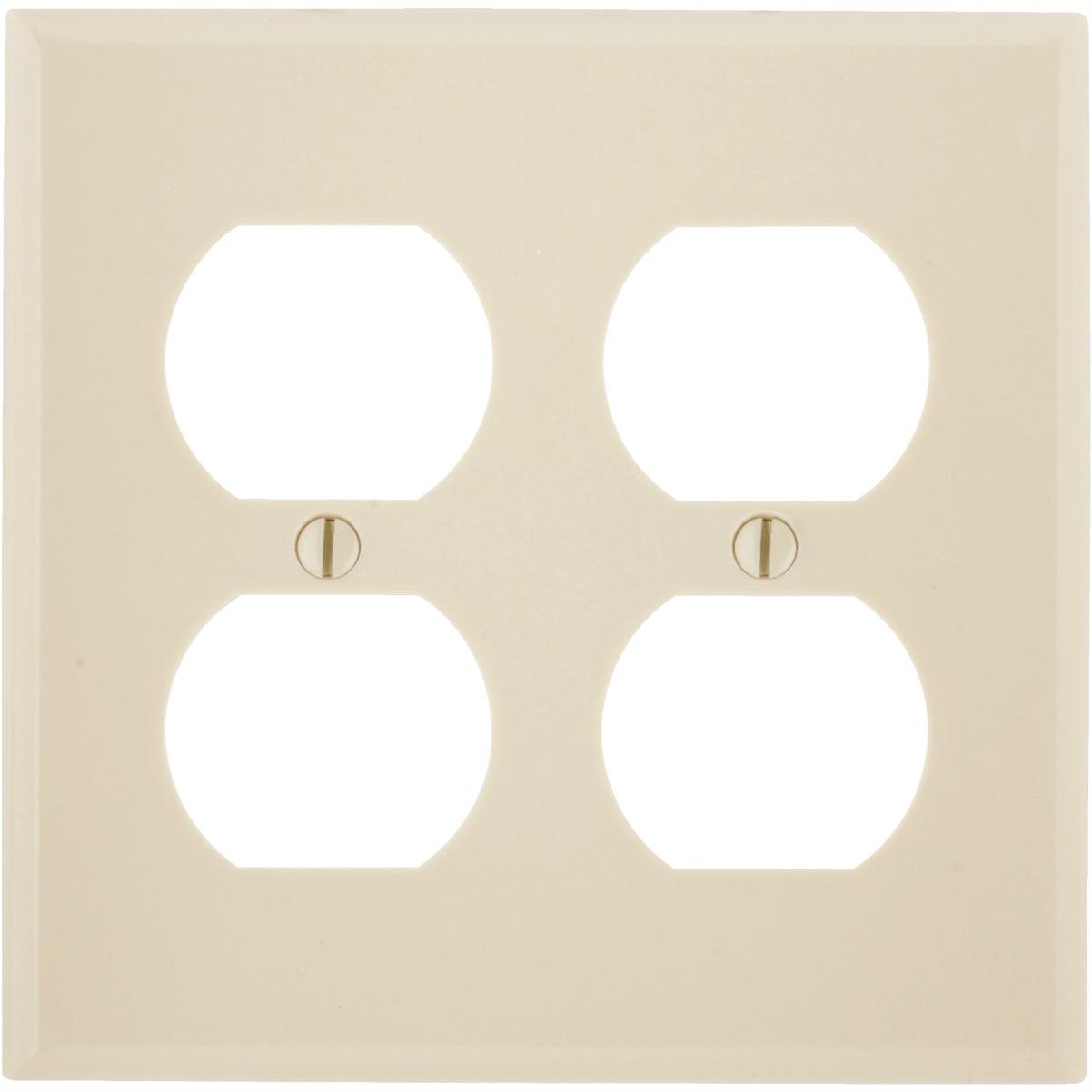 Leviton 2-Gang Smooth Plastic Outlet Wall Plate, Ivory