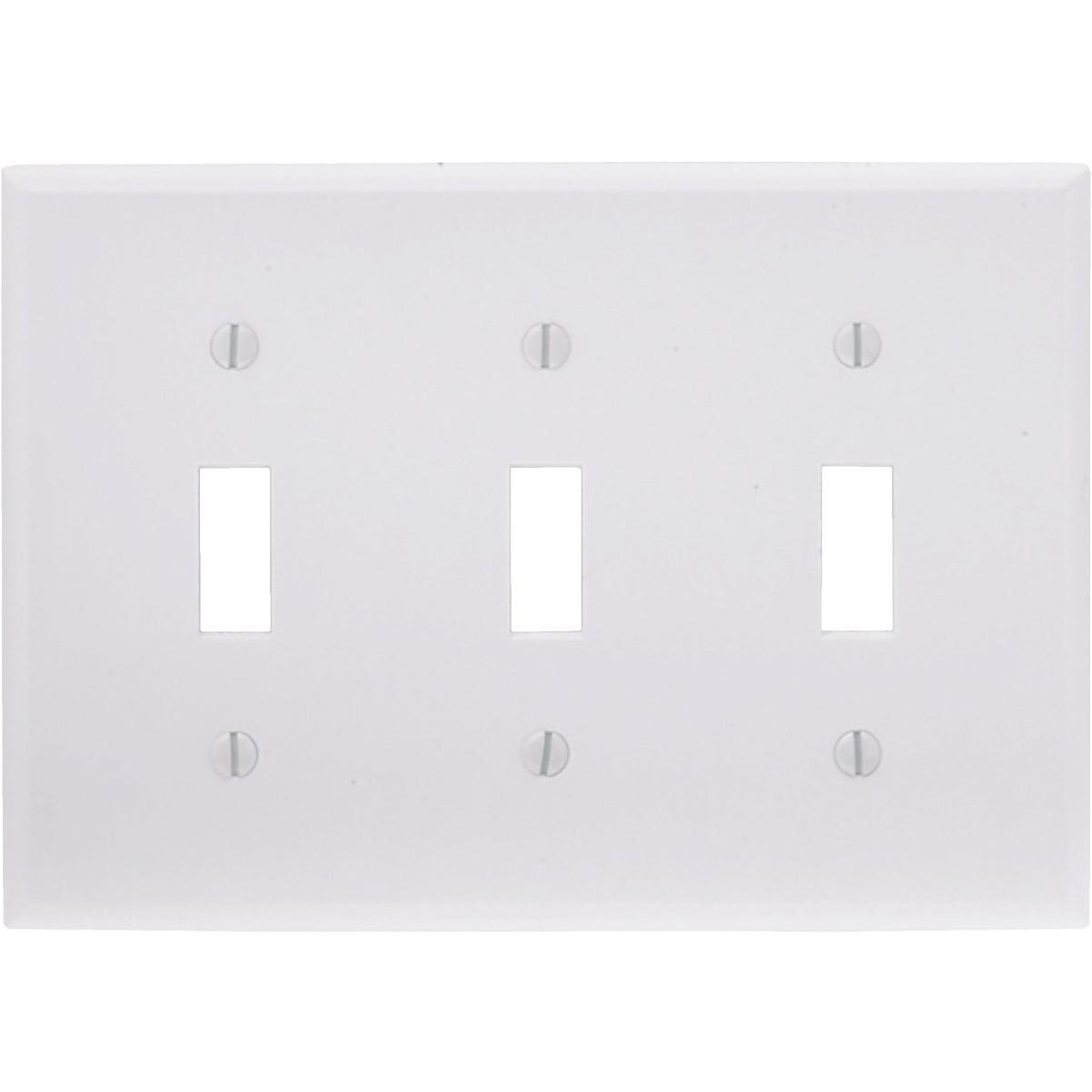 Leviton 3-Gang Plastic Toggle Switch Wall Plate, White