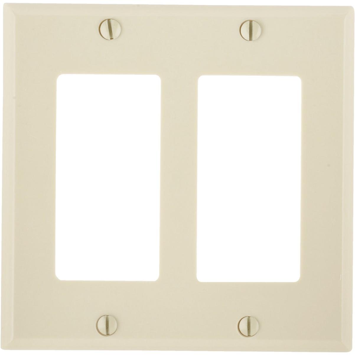Leviton Decora 2-Gang Smooth Plastic Rocker Decorator Wall Plate, Ivory