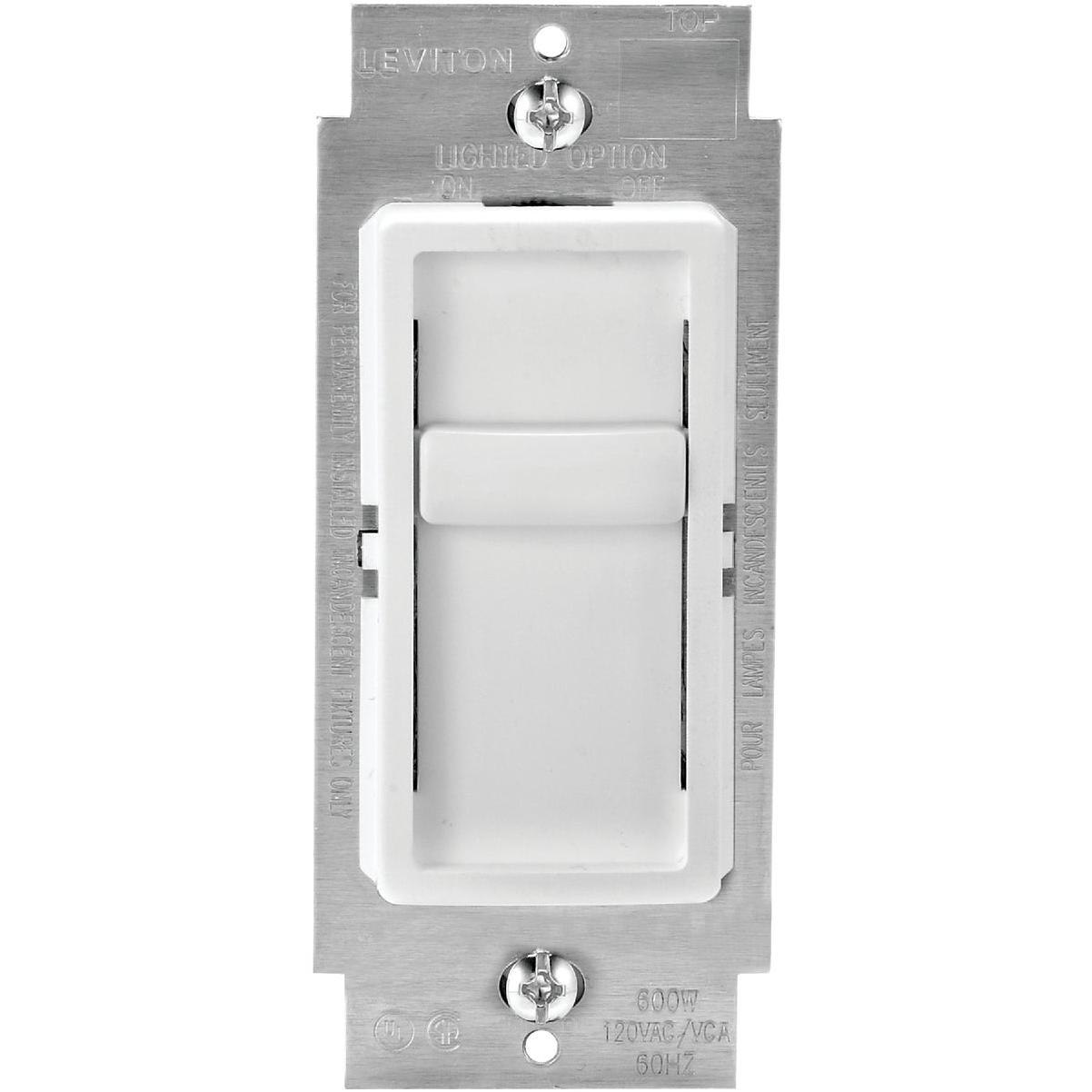 Leviton Decora SureSlide Incandescent/Halogen/LED White Slide Dimmer Switch