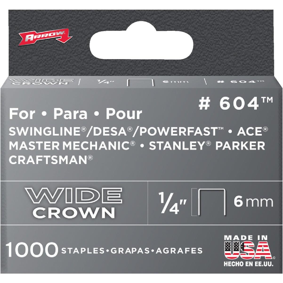 Arrow Heavy-Duty Wide Crown Staple, 1/4 In. (1000-Pack)
