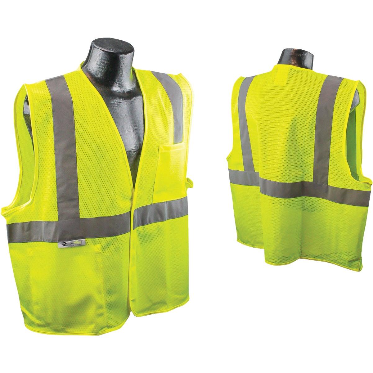 Safety Works Professional ANSI Class 2 Hi Vis Lime Mesh Safety Vest, 1 Size Fits Most