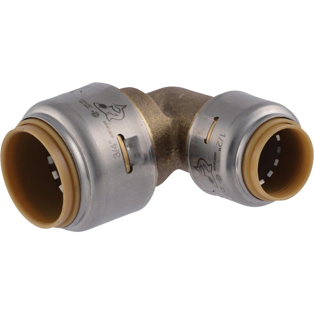SharkBite 3/4 In. x 1/2 In. Push-to-Connect Reducing Brass Elbow (1/4 Bend)