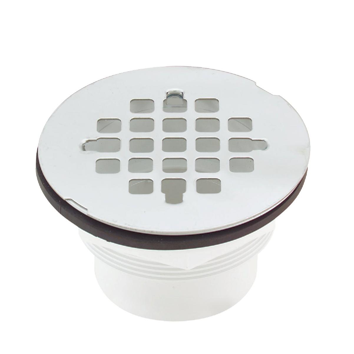 Jones Stephens 2 In. PVC Solvent Weld Shower Drain with 4-1/4 In. Stainless Steel Strainer