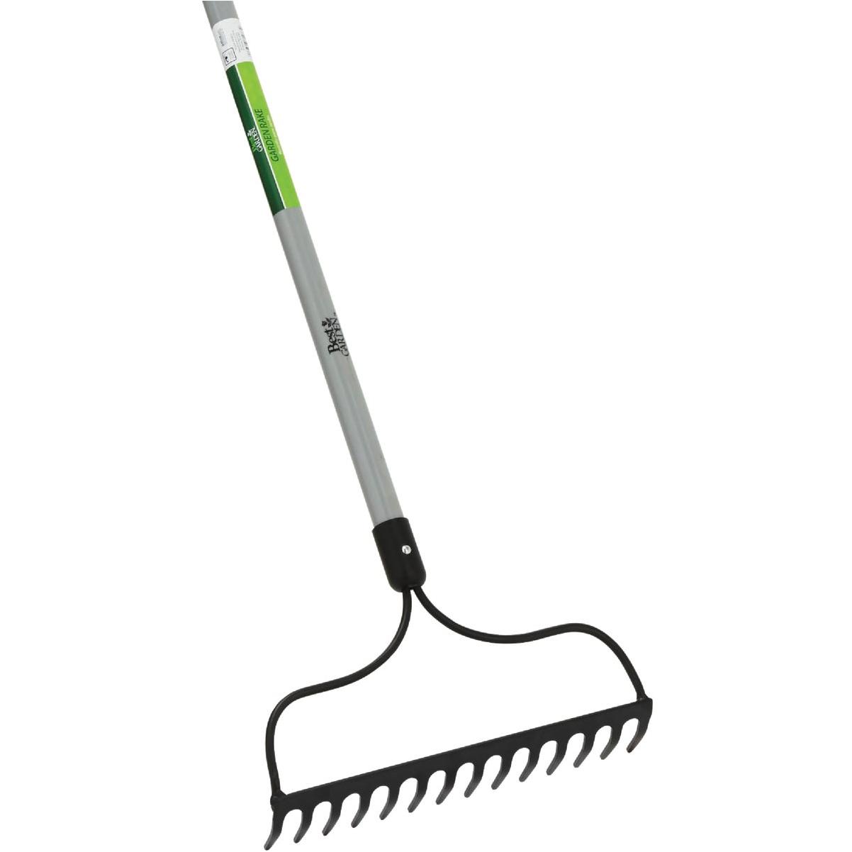 Best Garden 14 In. Steel Bow Garden Rake with Fiberglass Handle (14-Tine)