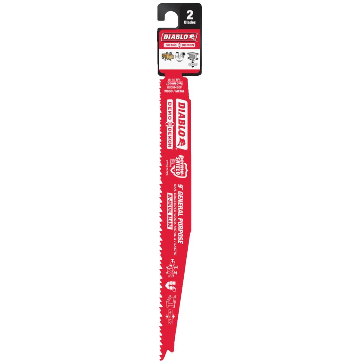 Diablo Demo Demon 9 In. 8/14 TPI Bi-Metal Multi-Purpose Reciprocating Saw Blade (2-Pack)