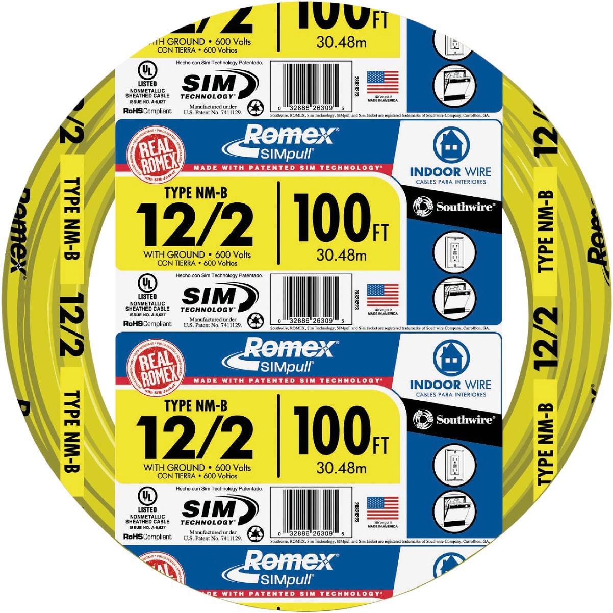 Romex 100 Ft. 12/2 Solid Yellow NMW/G Electrical Wire