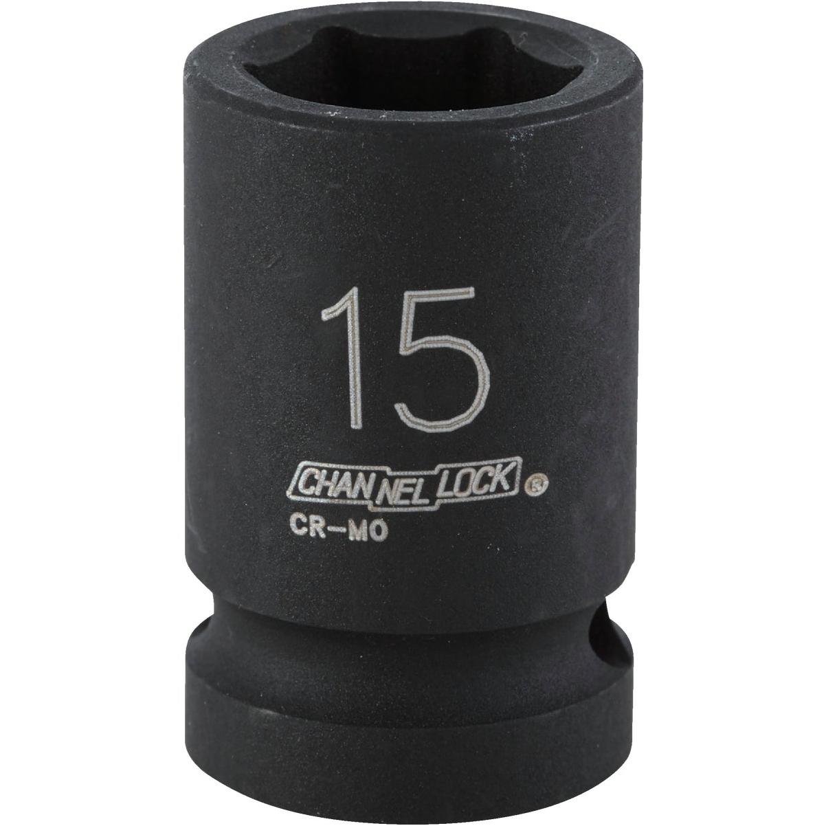 Channellock 1/2 In. Drive 15 mm 6-Point Shallow Metric Impact Socket