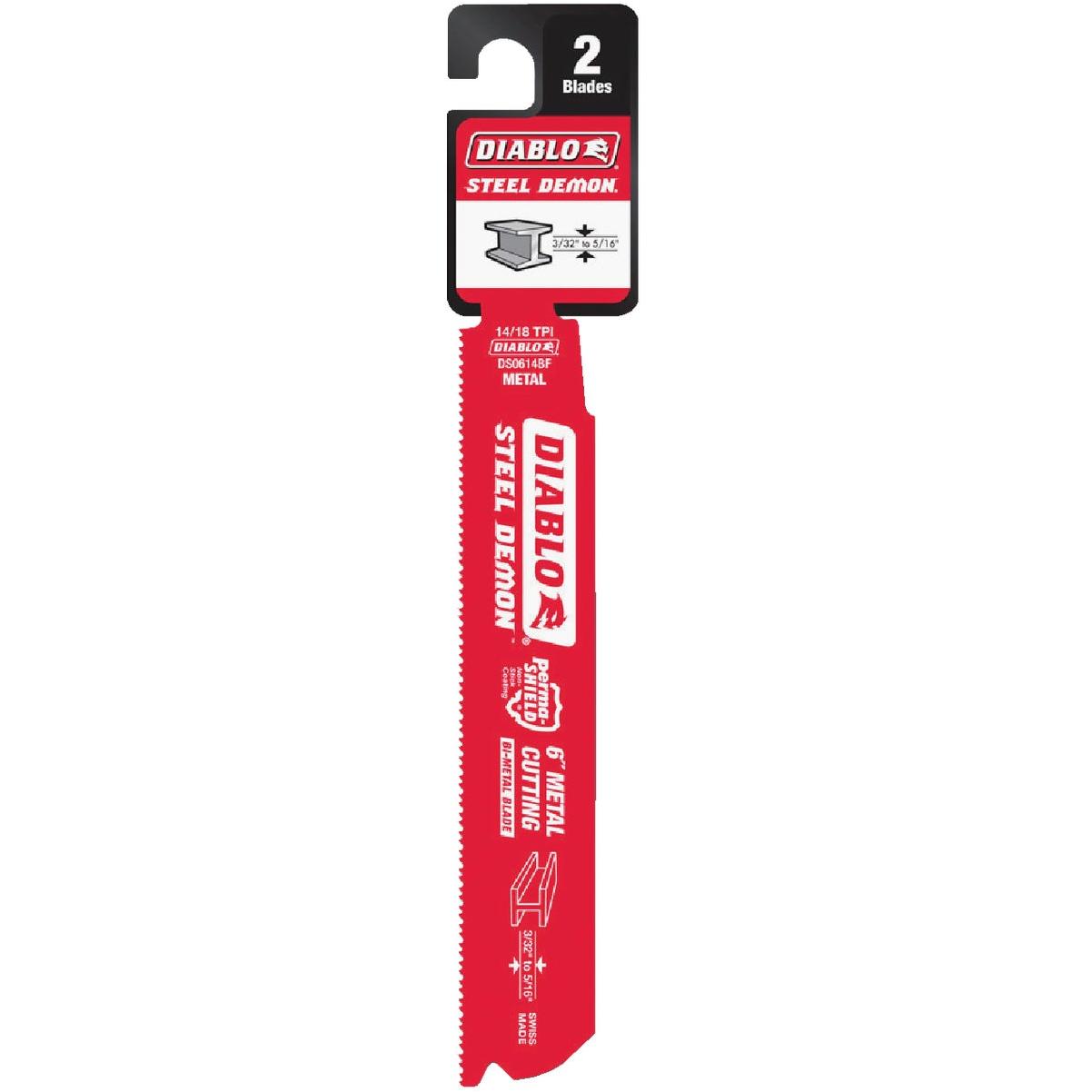 Diablo 6 In. 14/18 TPI Bi-Metal Medium Metal Reciprocating Saw Blade (2-Pack)