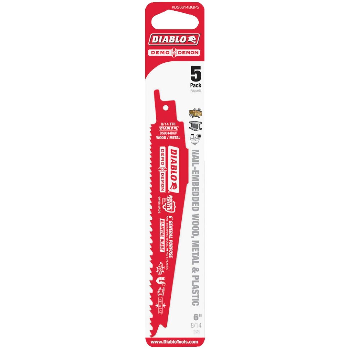 Diablo Demo Demon 6 In. 8/14 TPI Bi-Metal Reciprocating Saw Blade (5-Pack)