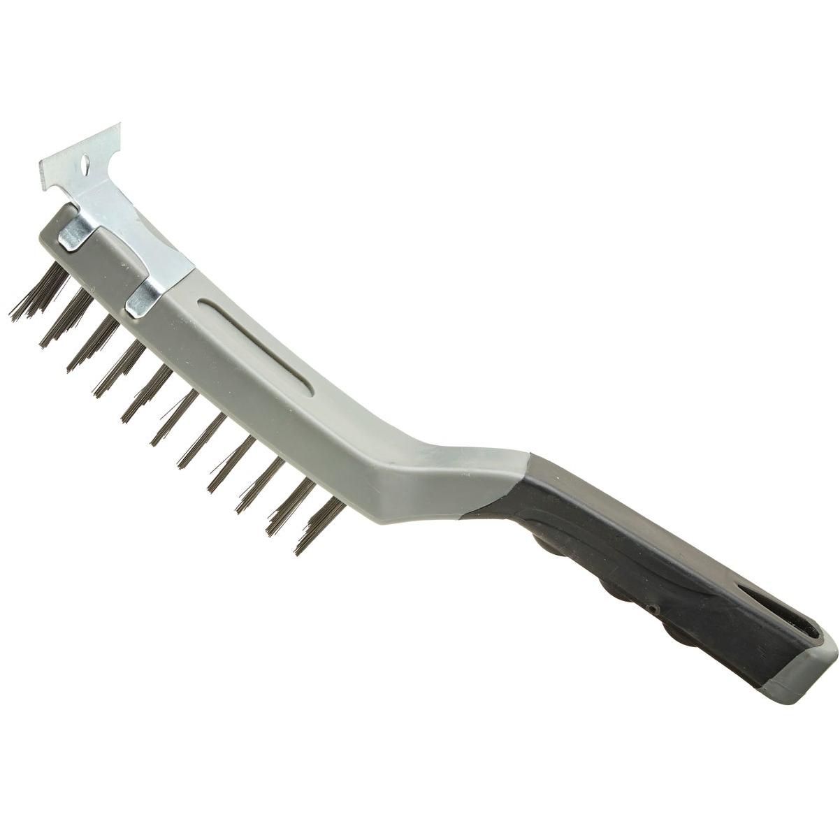 Master Painter 1.2 In. x .013 In. Soft Grip Carbon Steel Wire Brush with Scraper