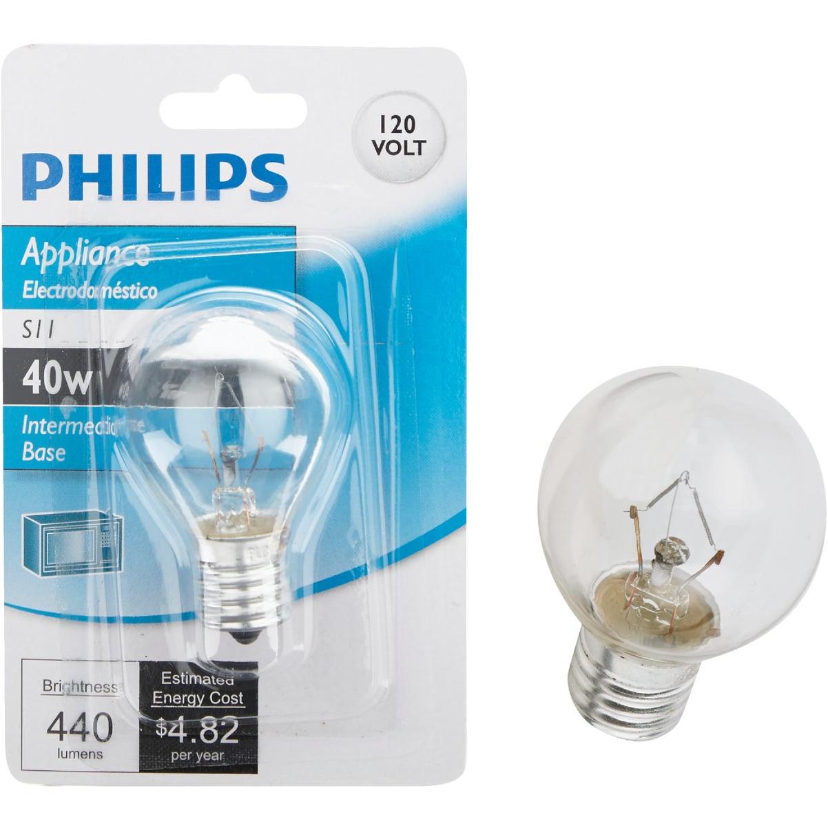 Philips 40W Clear Intermediate S11 Incandescent Appliance Light Bulb 