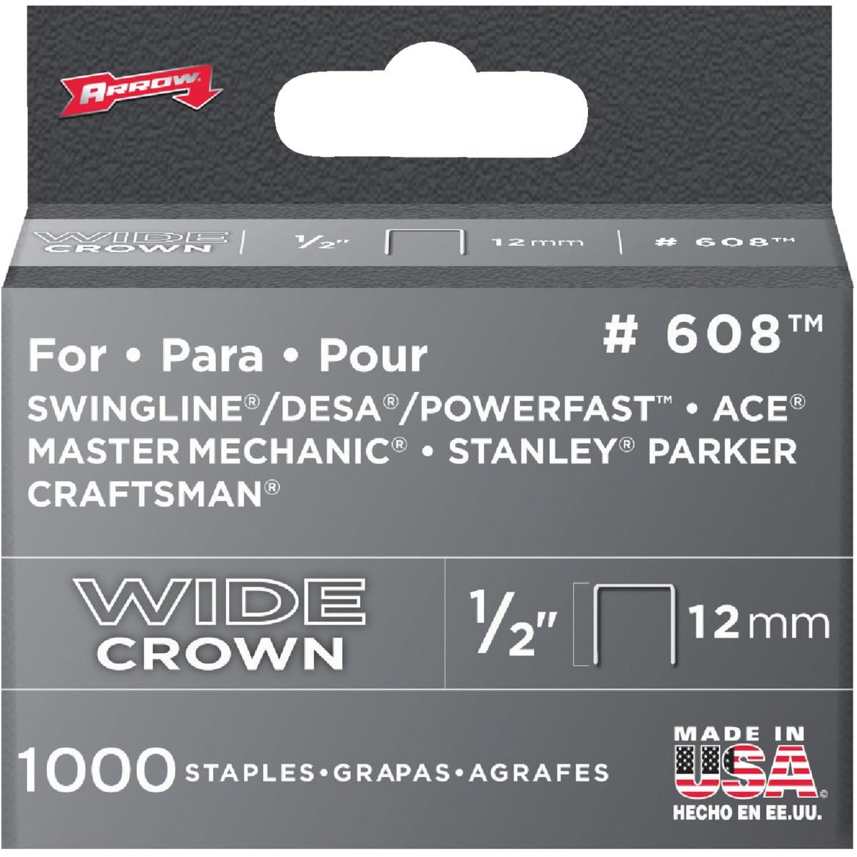 Arrow Heavy-Duty Wide Crown Staple, 1/2 In. (1000-Pack)
