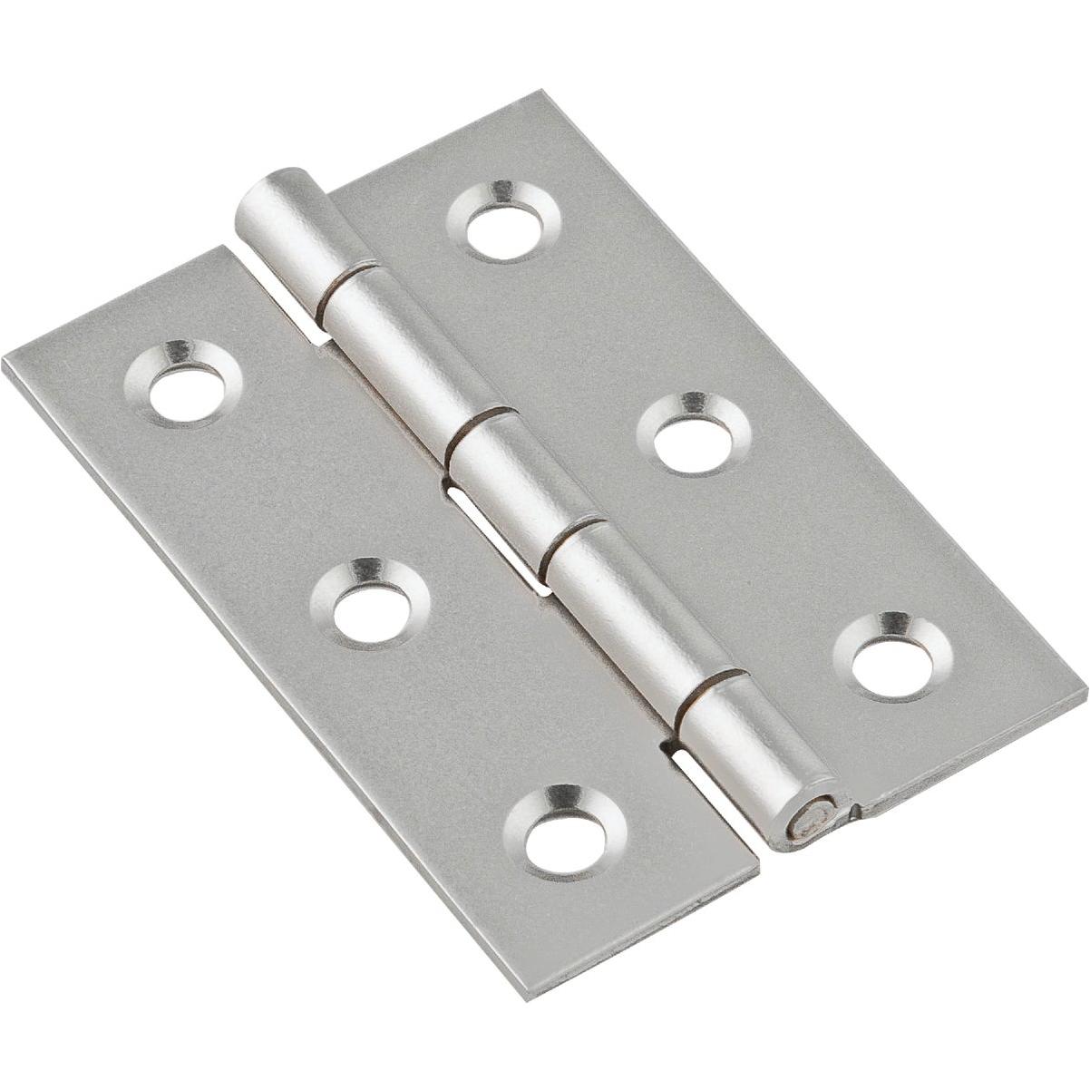 National Hardware 2 In. x 1-3/8 In. Satin Nickel Broad Hinge (2-Pack)