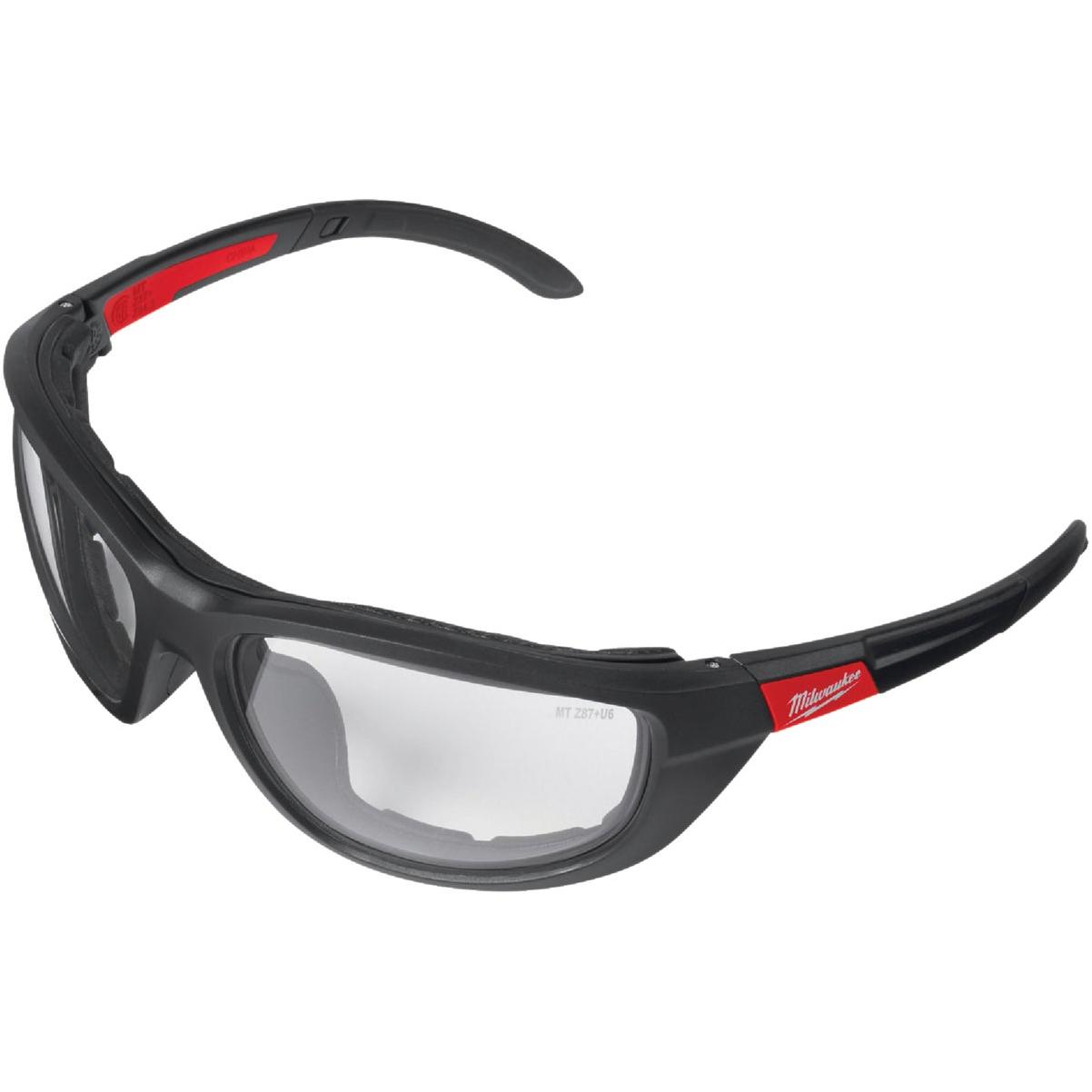 Milwaukee Red & Black Frame Gasketed High Performance Safety Glasses with Clear Lenses