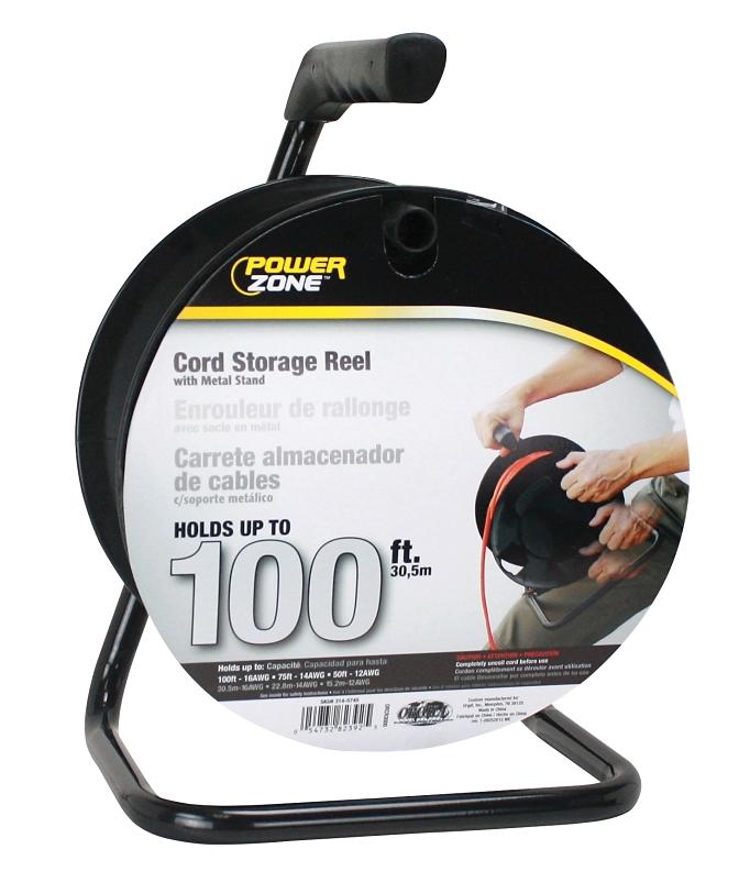 PowerZone ORCR3000 Cord Storage Reel with Stand, 100 ft L Cord, 16