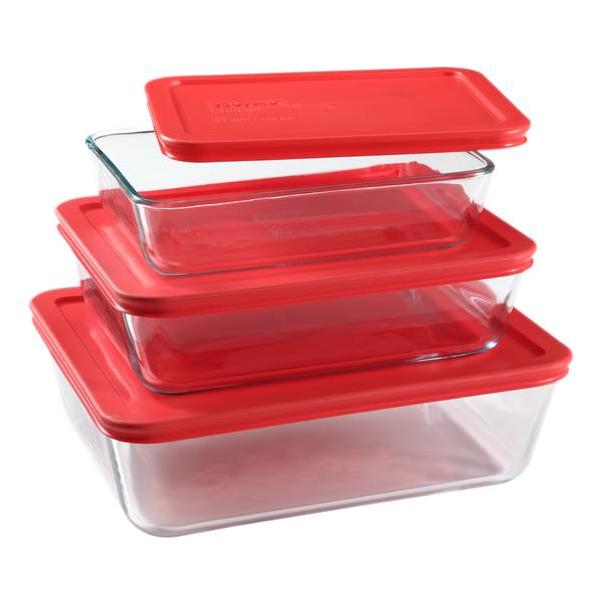 Pyrex Simply Store 6-Piece Rectangular Glass Food Storage Set