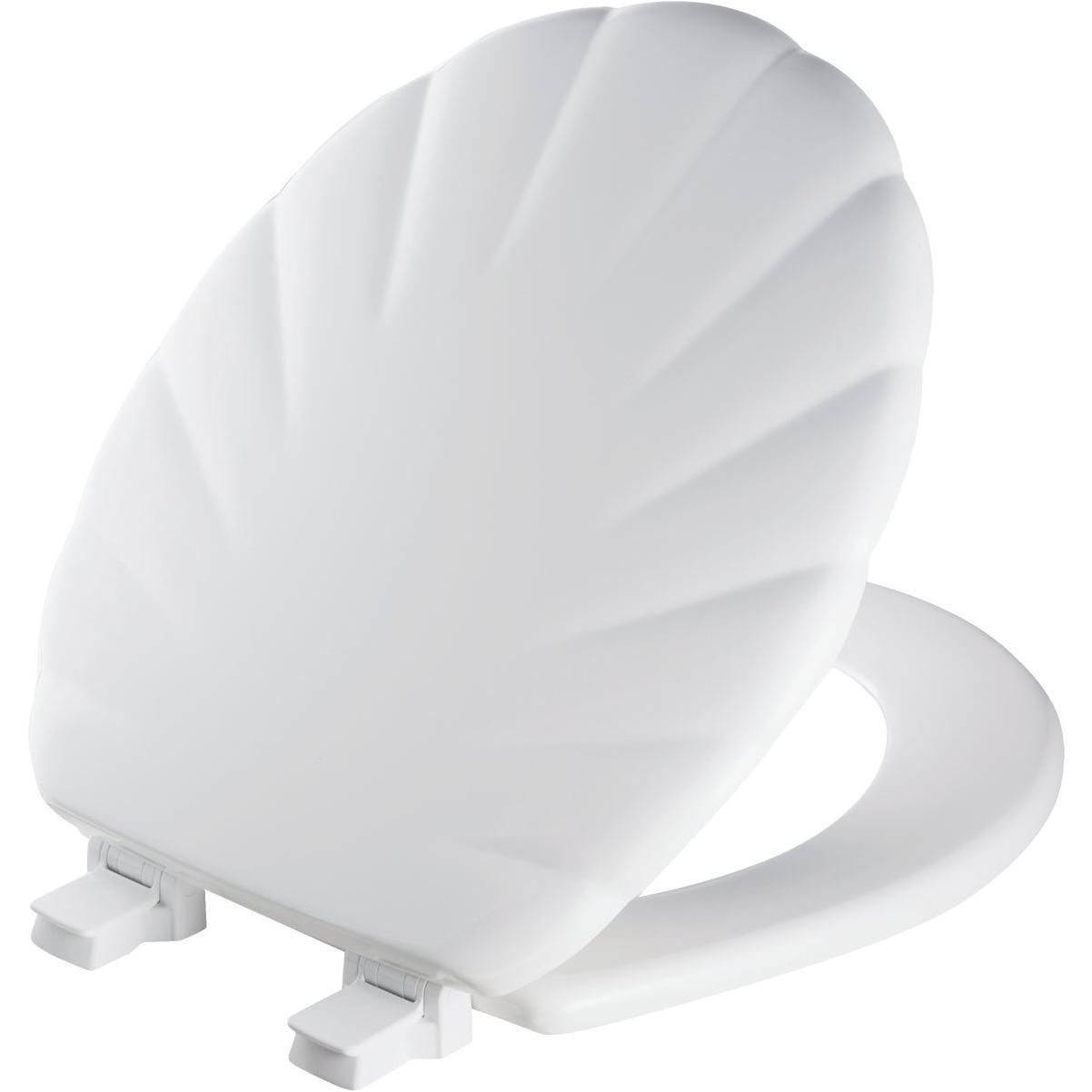 Bemis Mayfair Round Closed Front Designer Sculptured Shell White Wood Toilet Seat