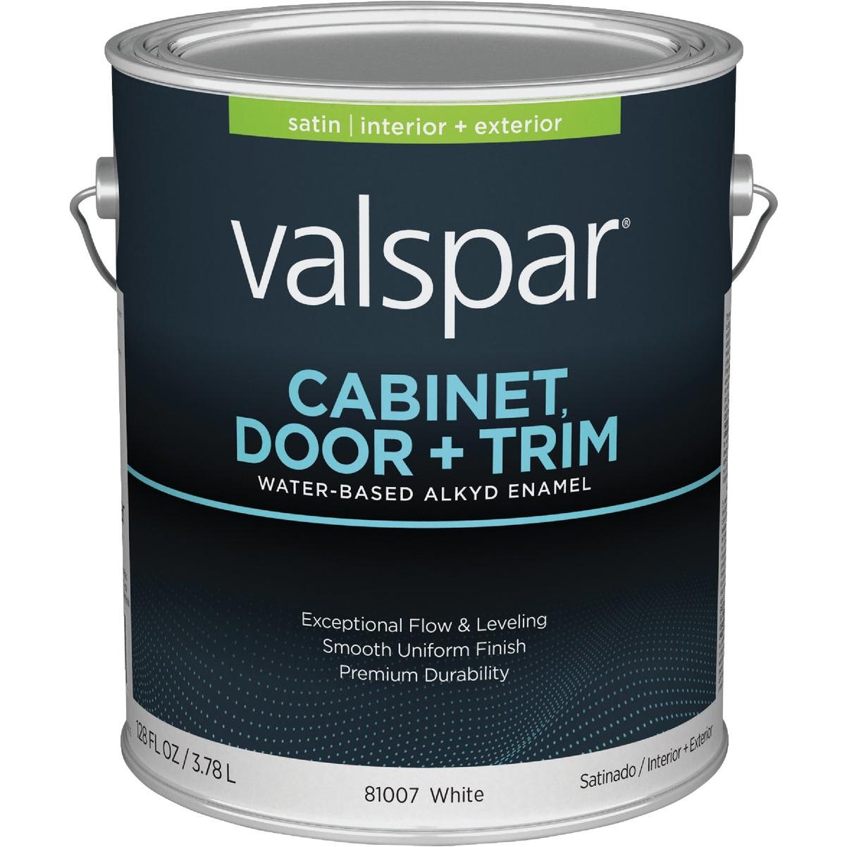 Valspar Cabinet, Door, & Trim Waterborne Alkyd Satin Interior/Exterior Enamel, White Base, 1 Gal.
