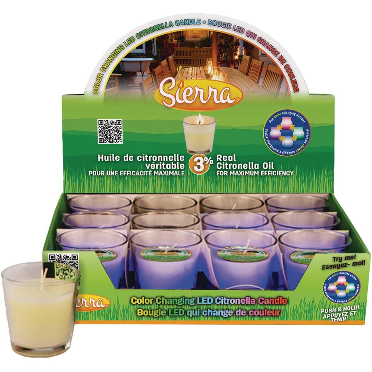Sierra 4.2 Oz. 1-Wick LED Color Changing Citronella Candle