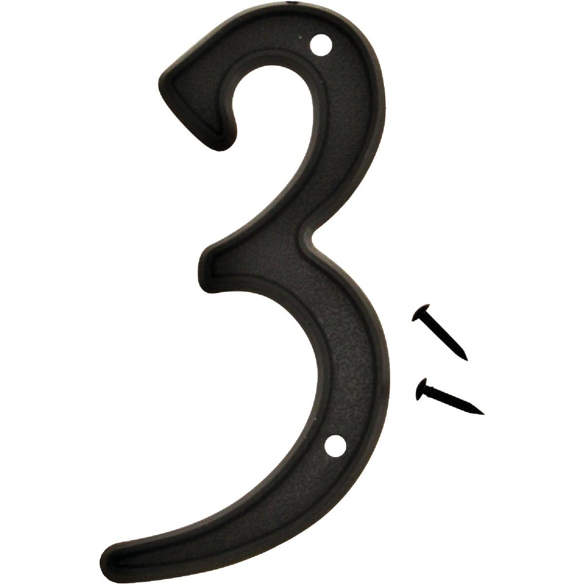 Hy-Ko 4 In. Black House Number Three