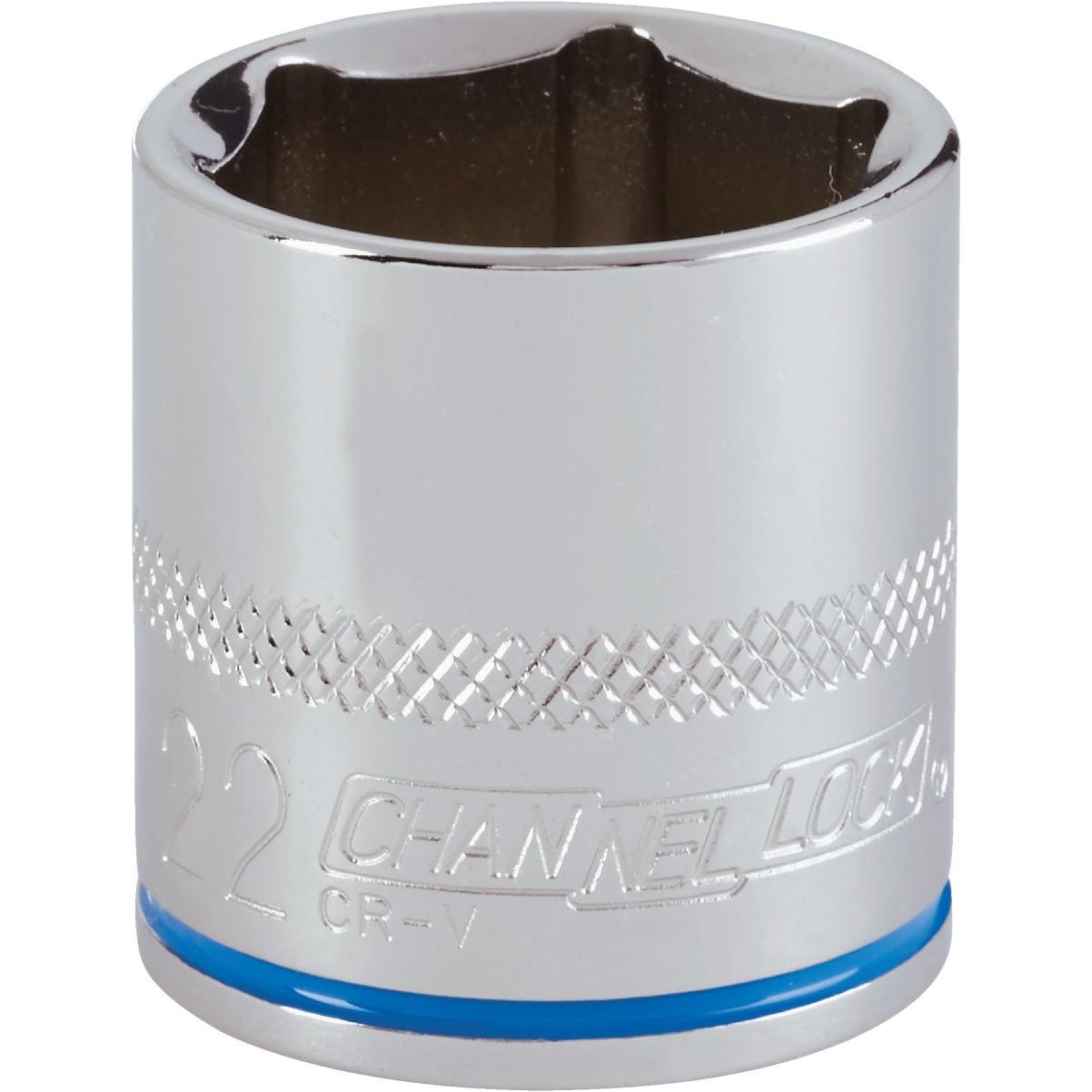 Channellock 3/8 In. Drive 22 mm 6-Point Shallow Metric Socket
