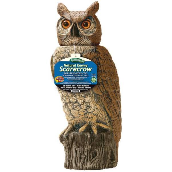 Gardeneer Natural Enemy Scarecrow 18 In. H. Rotating Head Owl Pest Deterrent Decoy