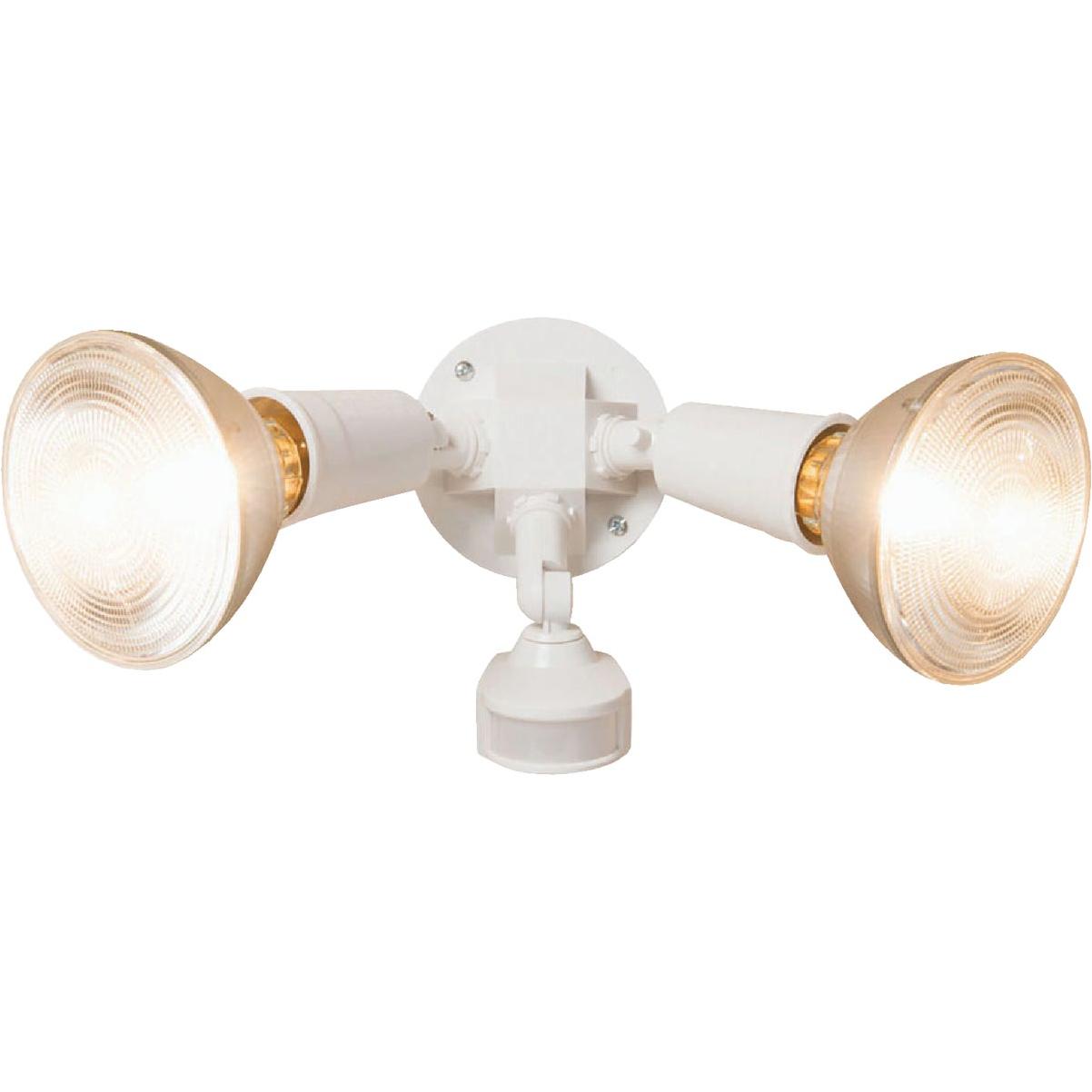 White Twin Motion Floodlight Fixture Es62w - 120v, Dusk To Dawn