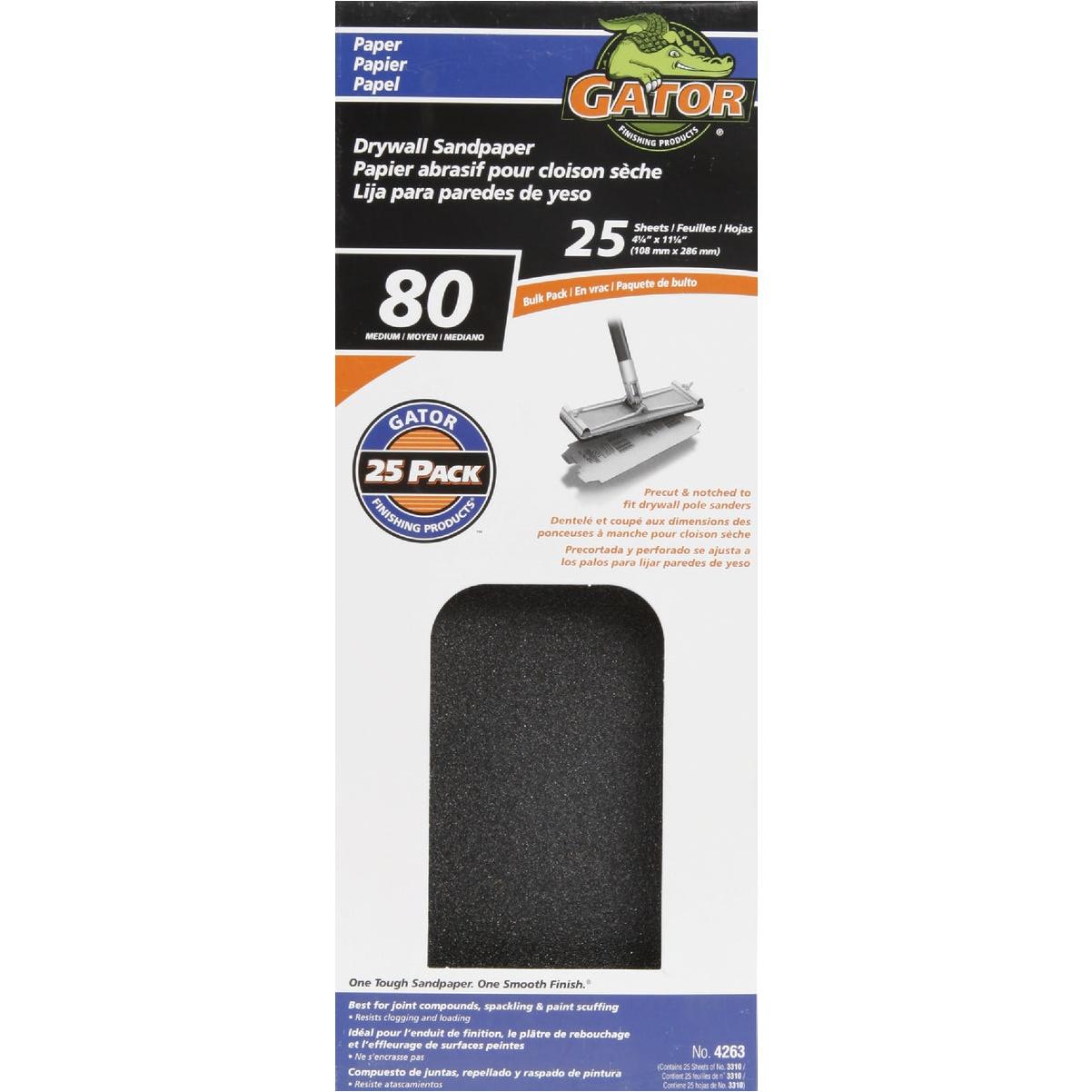 Gator Blade 80 Grit 4-1/4 In. x 11-1/4 In. Drywall Sandpaper (25-Pack)