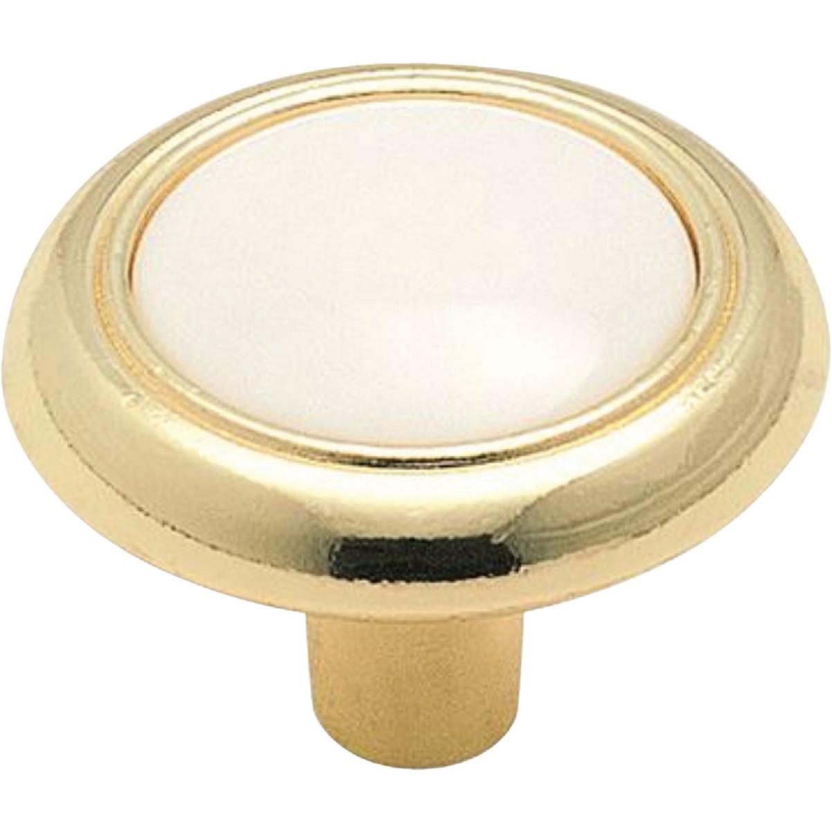 Amerock Everyday Heritage Round White/Polished Brass Cabinet Knob