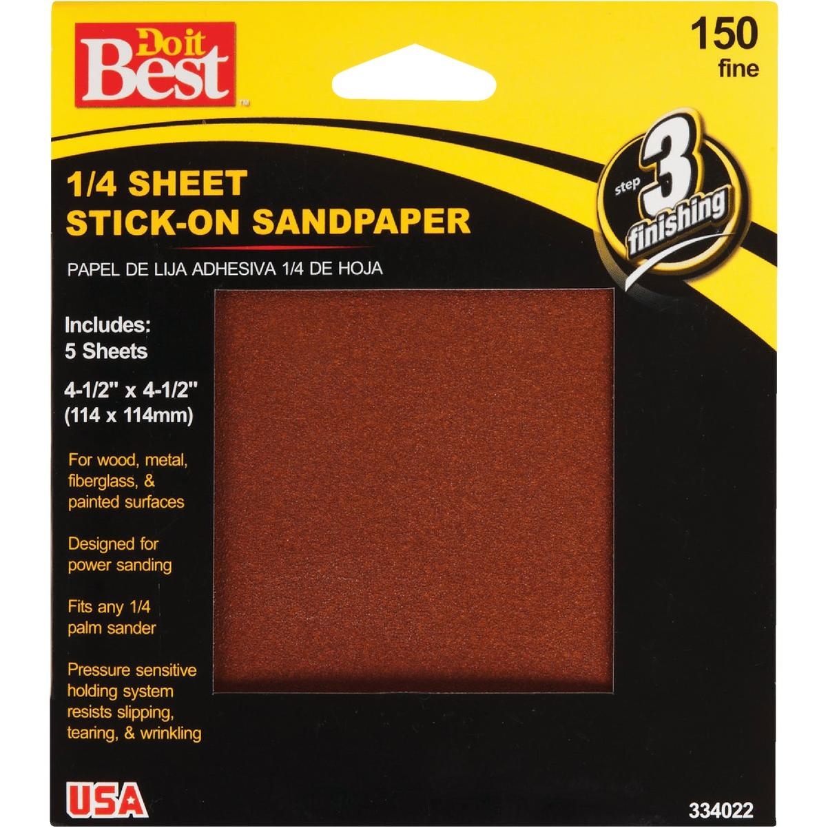 Do it Best Stick-On 150 Grit 1/4 Sheet Power Sanding Sheet (5-Pack)