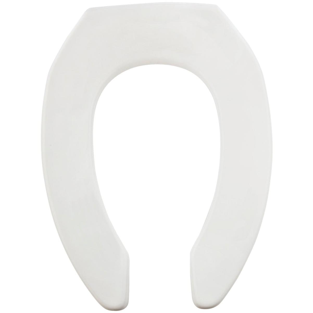 Bemis Mayfair Commercial STA-TITE Elongated Open Front White Molded Plastic Toilet Seat