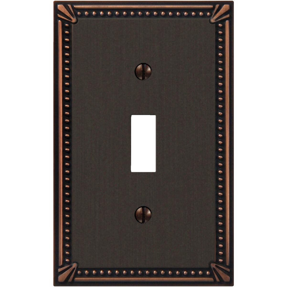 Amerelle Imperial Bead 1-GangCast Metal Toggle Switch Wall Plate, Aged Bronze