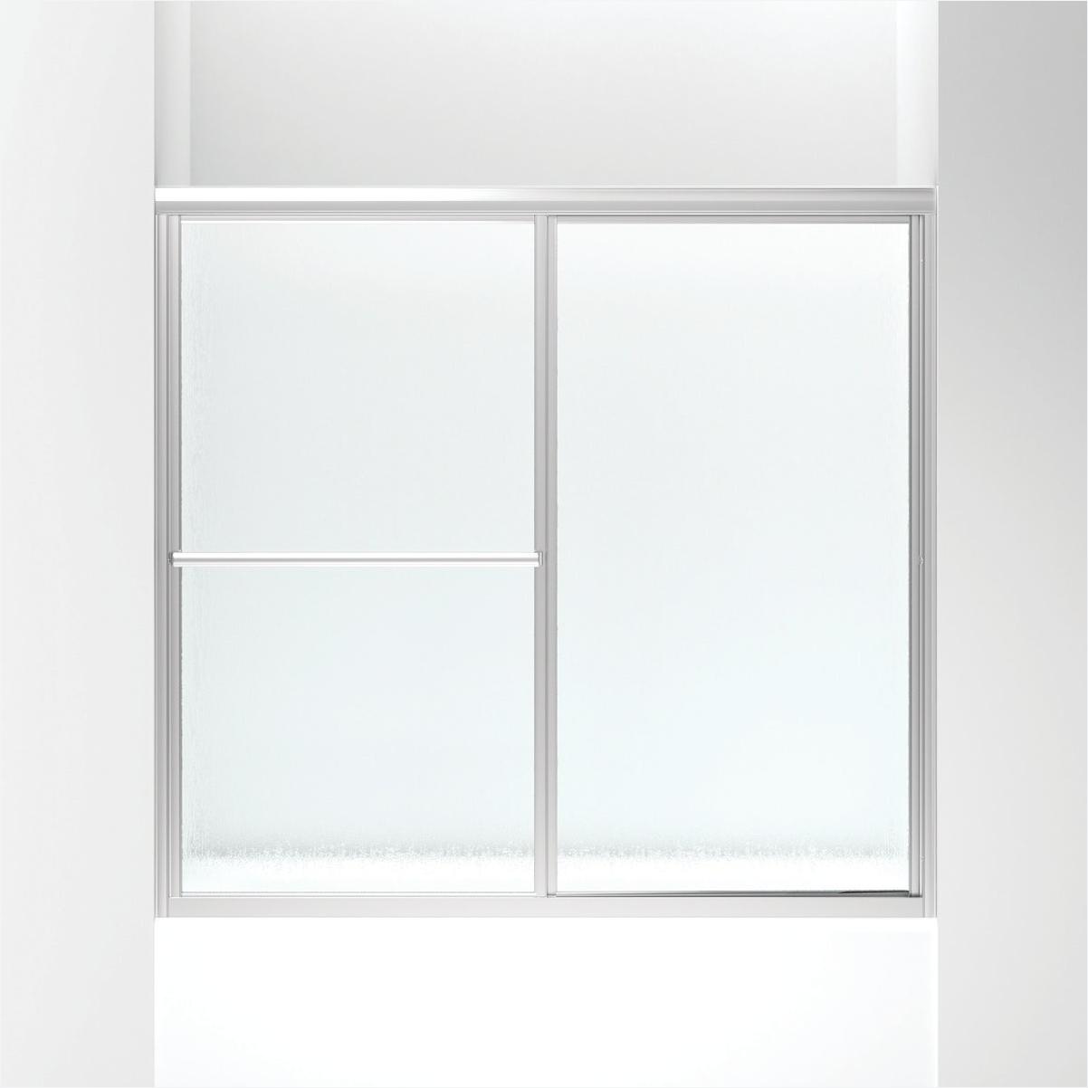 Sterling Deluxe Framed 59-3/8 In. W. X 56-1/4 In. H. Chrome Rain Glass Sliding Tub Door