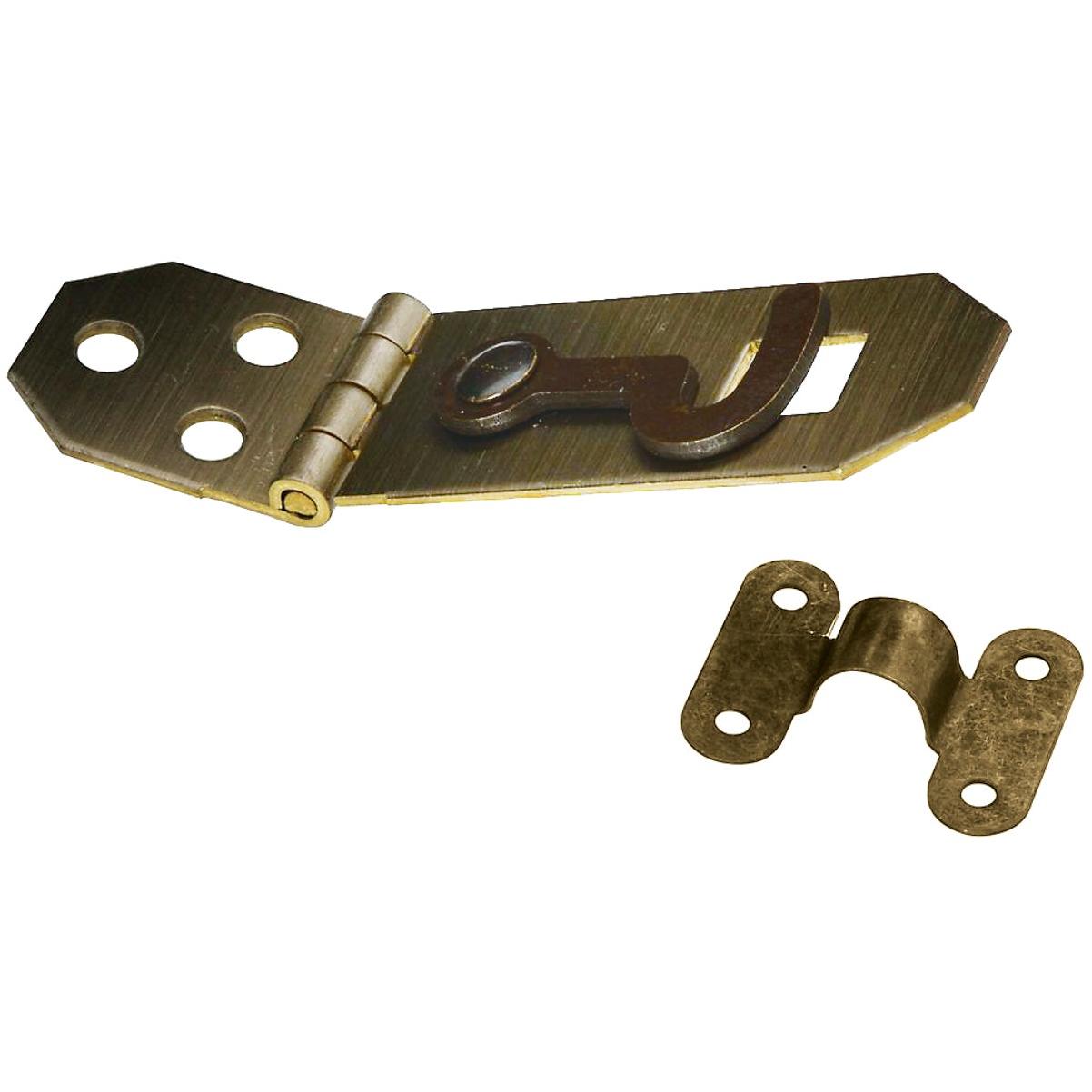 National 3/4 In. x 2-3/4 In. Antique Brass Decorative Hasp With Hook