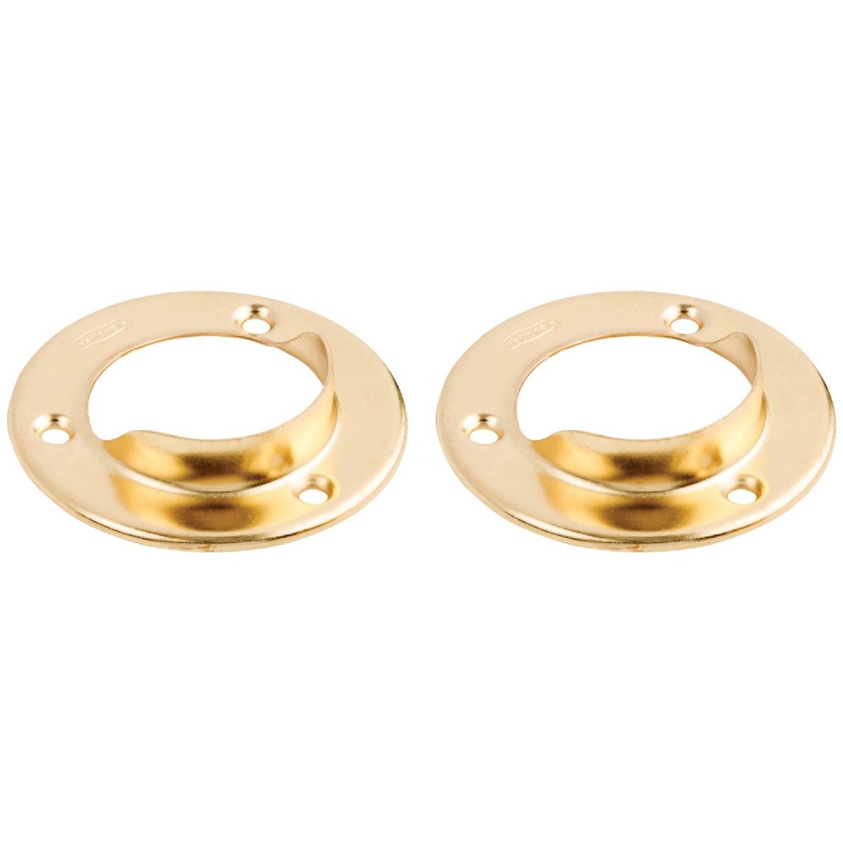 National Hardware 1-3/8 In. Satin Brass Steel Closet Rod Socket (2-Pack)