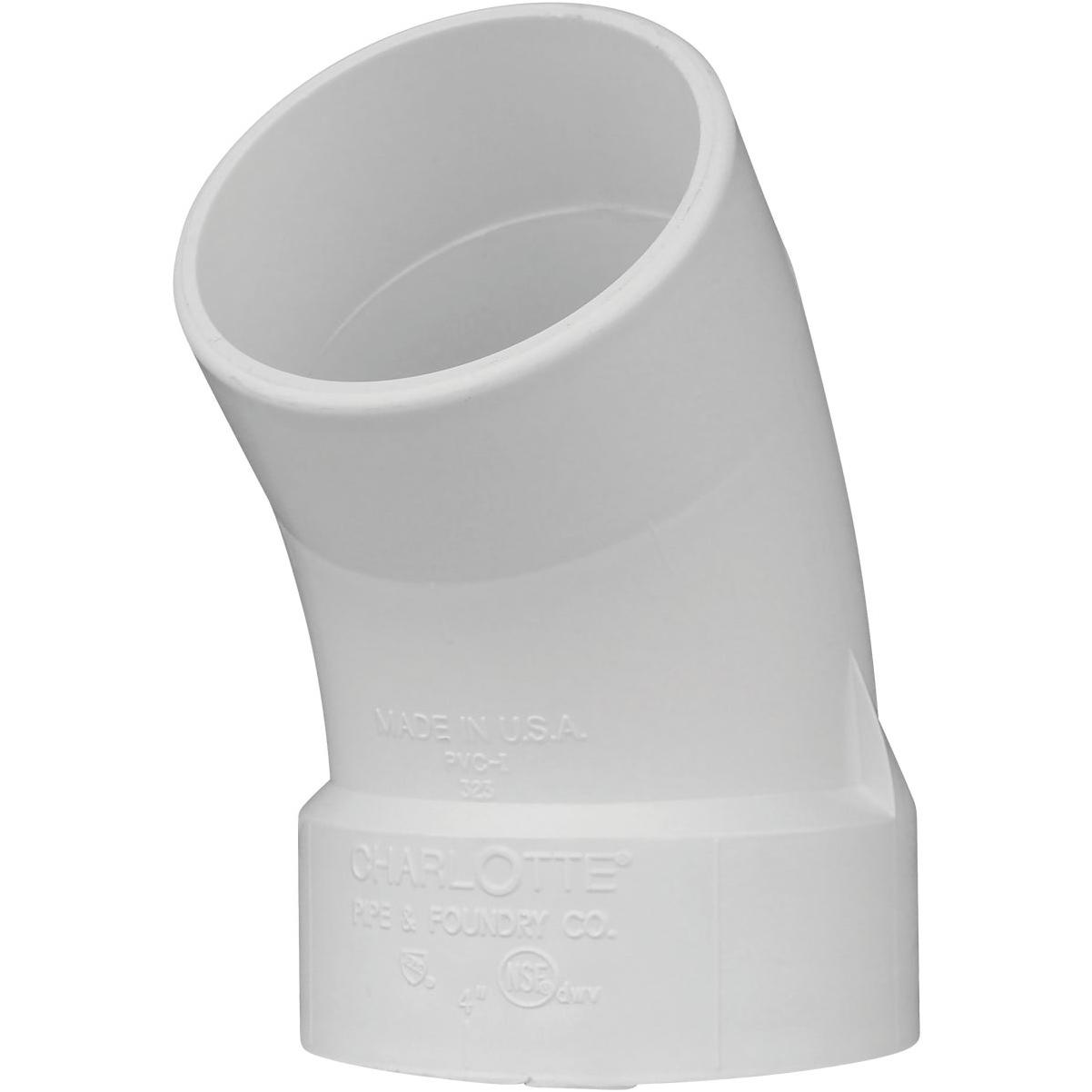 Charlotte Pipe 4 In. Schedule 40 45 Deg. DWV PVC Street Elbow (1/8 Bend)