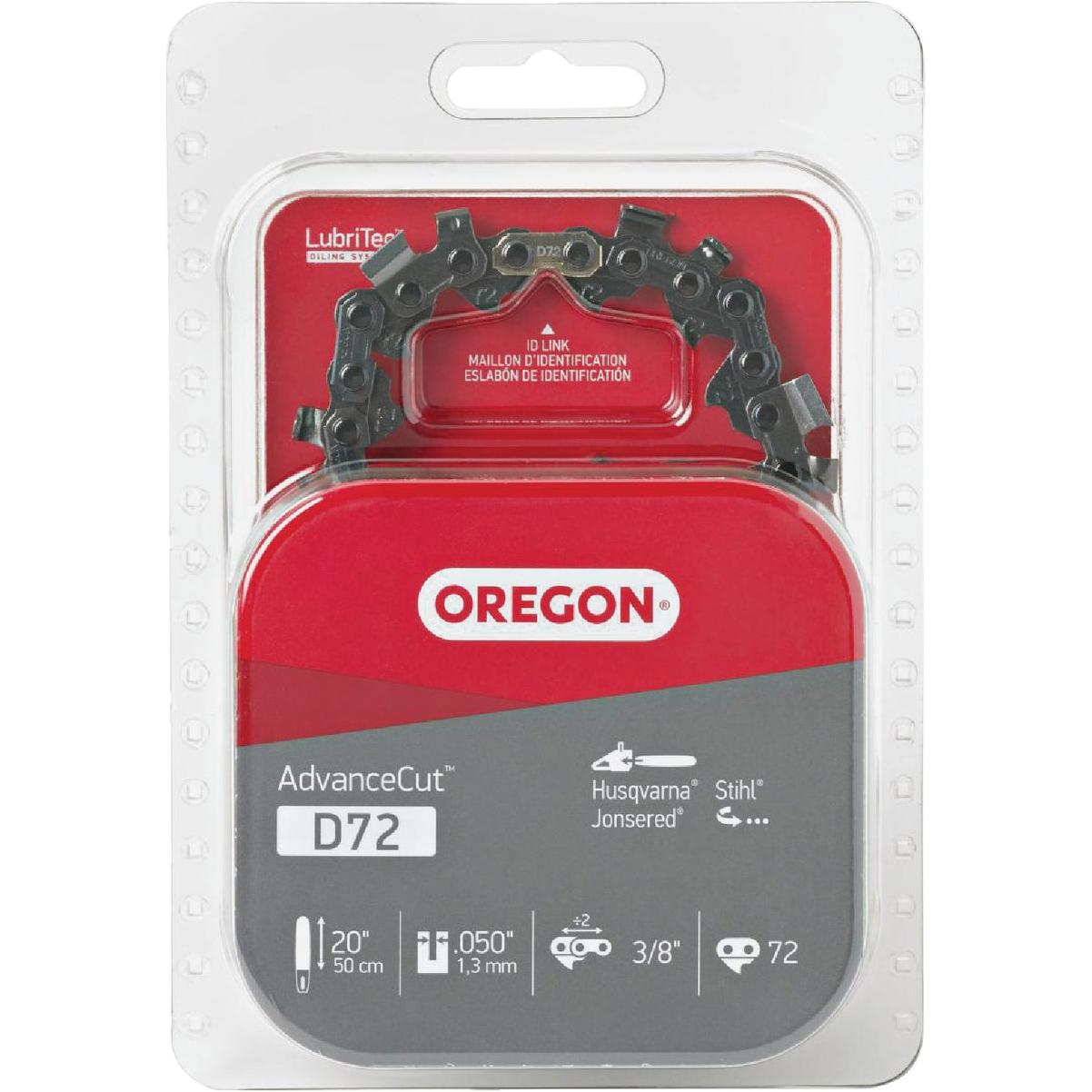 Oregon D72 AdvanceCut Chainsaw Chain for 20 in. Bar -72 Drive Links fits Husqvarna, Stihl, Dolmar, Jonsered and more
