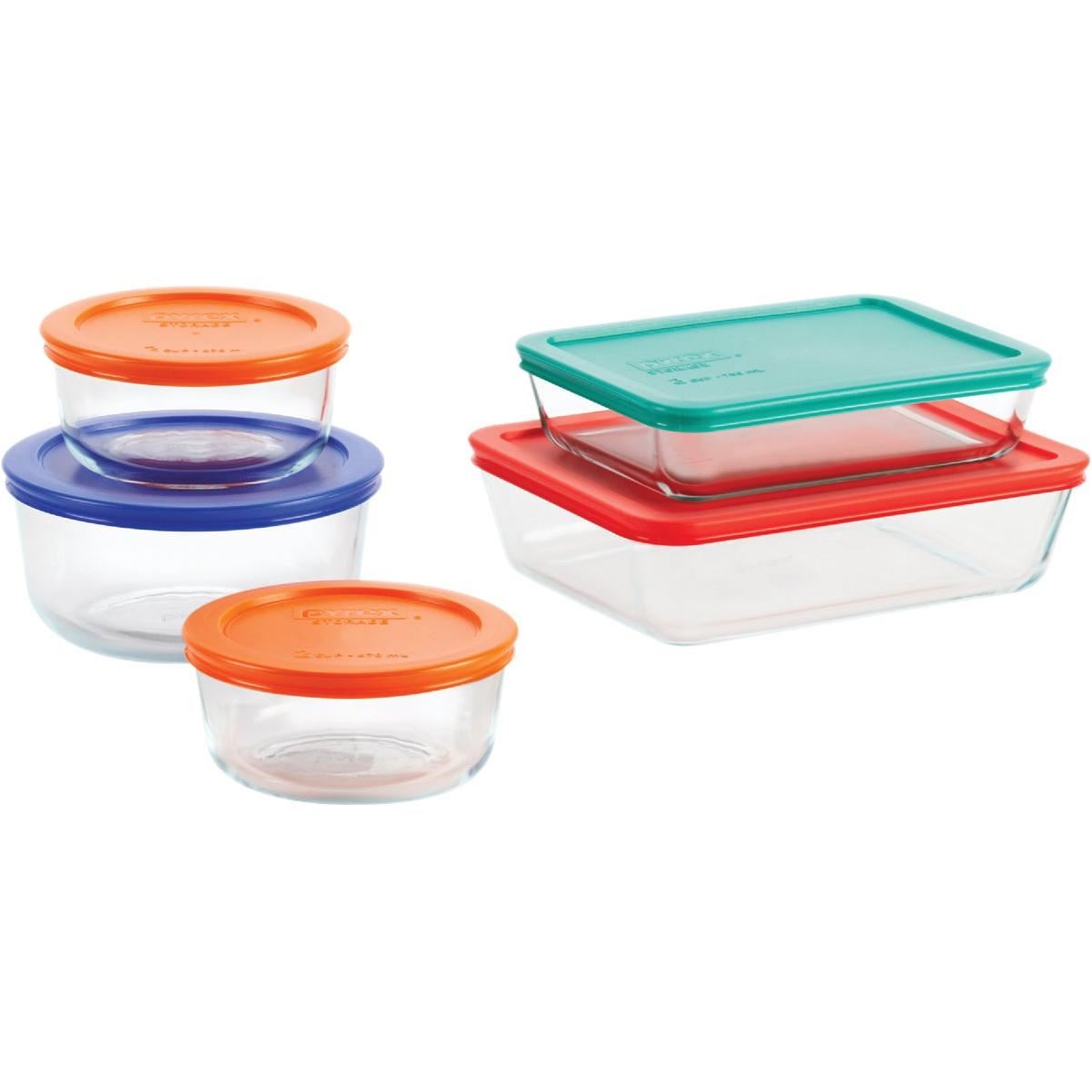 Pyrex Simply Store Glass Storage Bakeware Set with Assorted Colored Lids (10-Piece)