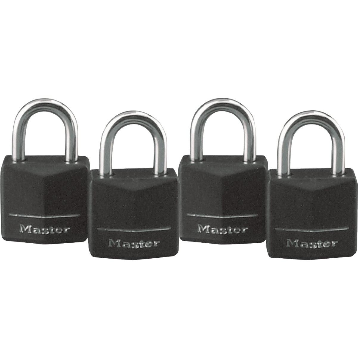 Master Lock 3/4 In. W. Black Covered Keyed Alike Padlock (4-Pack)