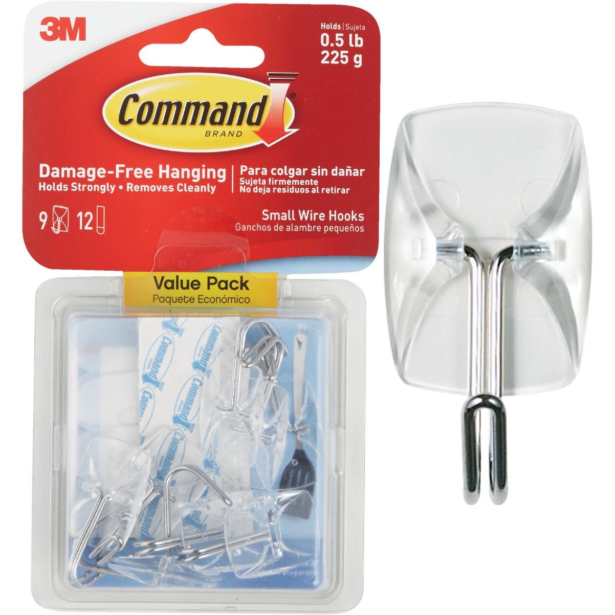 Command Small Clear Wire Hooks, 9 Hooks, 16 Strips