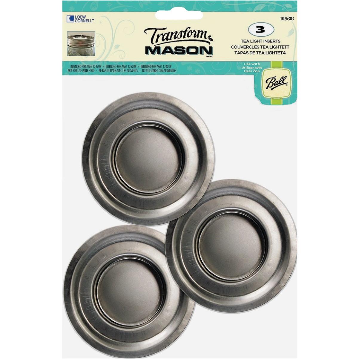 Loew-Cornell Transform Mason Tea Light Ball Lid Inserts - 3 Pack