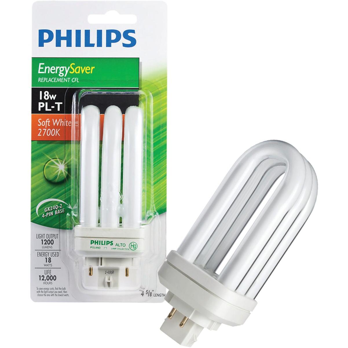 Philips 75W Equivalent Soft White GX24 Base PL-T CFL Light Bulb