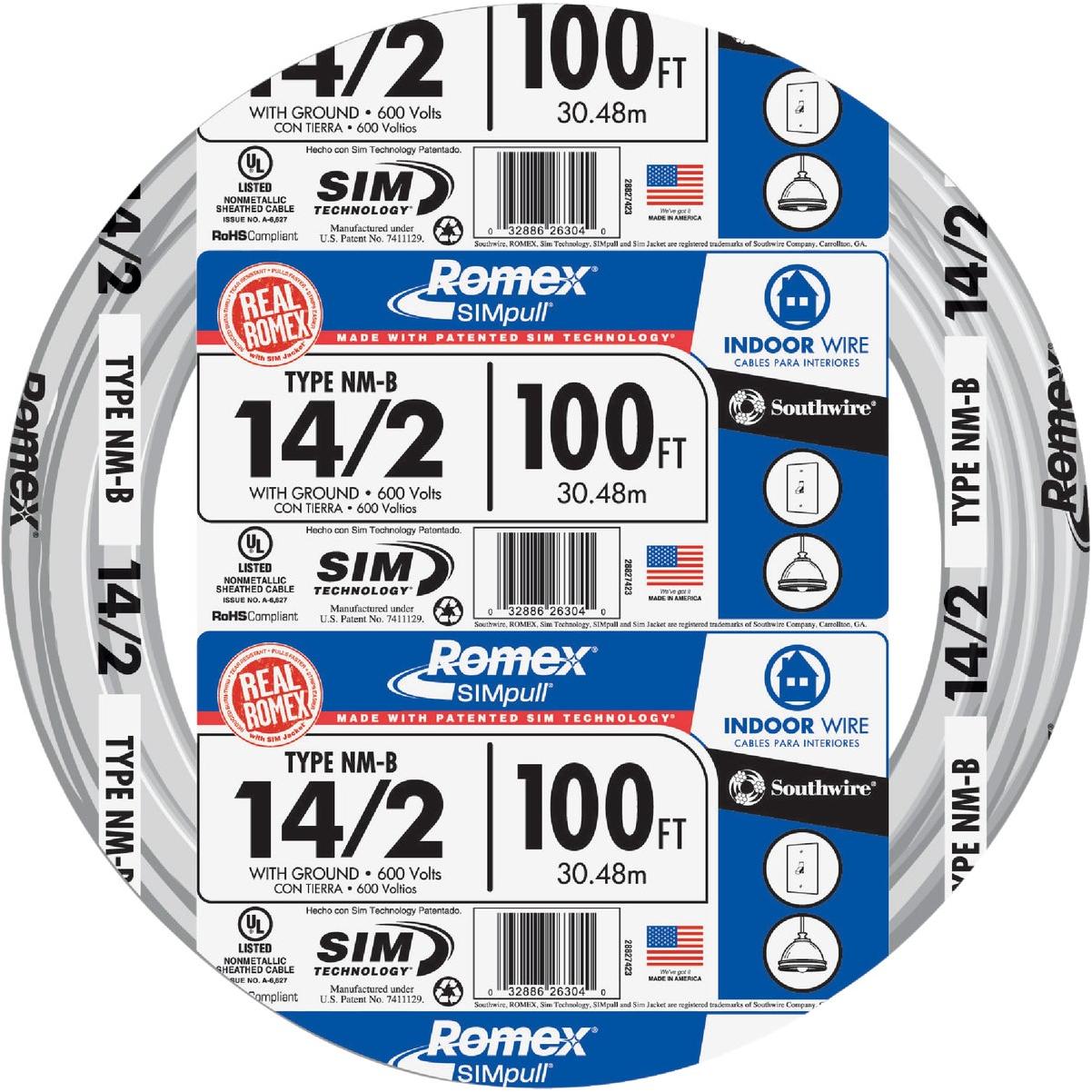 Romex 100 Ft. 14/2 Solid White NMW/G Electrical Wire