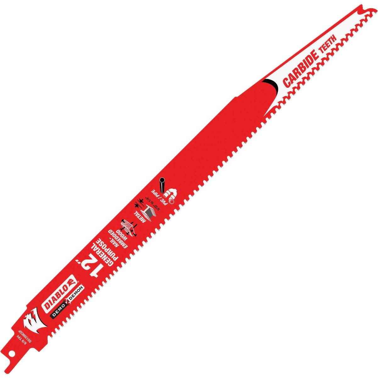 Diablo Demo Demon 12 In. 6/9 TPI Carbide General Purpose Reciprocating Saw Blade