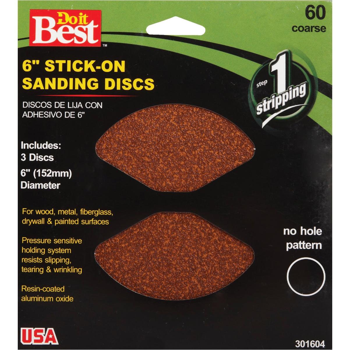 Do it Best 6 In. 60 Grit Stick-On Sanding Disc (3-Pack)