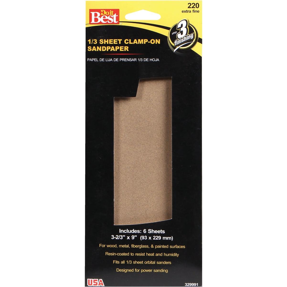 Do it Best Aluminum Oxide 220C Grit 1/3 Sheet Power Sanding Sheet (6-Pack)